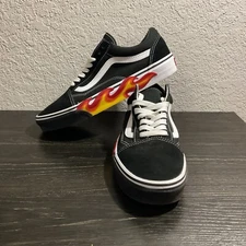 Vans Old Skool Flame Cut Out Sz 8.5 M 10 W Original black w/ flames