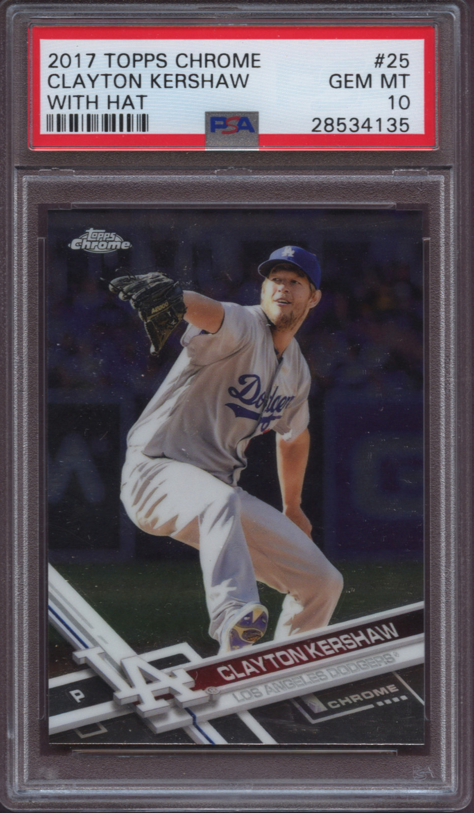 2017 Topps Chrome 25 Clayton Kershaw With Hat PSA 10 Gem Mint Dodgers  view 6