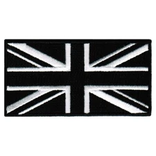 BLACK BRITISH FLAG PATCH UNION JACK ENGLAND UK embroidered iron-on GREAT BRITAIN
