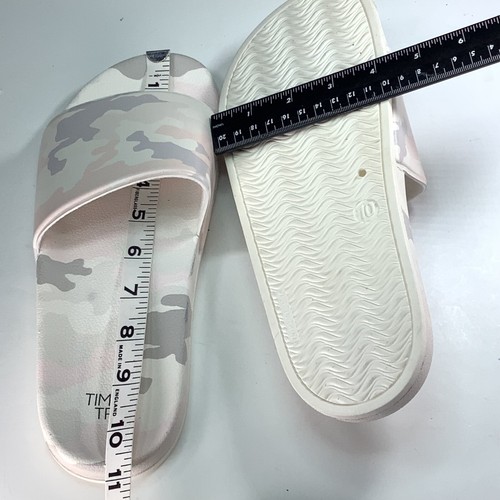 Time and Tru Pink White Camo Slip On Pool Slide Sandals Size 10 Comfort Footbed - Picture 2 of 12
