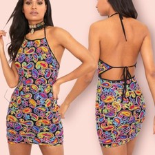 embroidered halterneck PLT mini shift dress NEW WITH TAGS