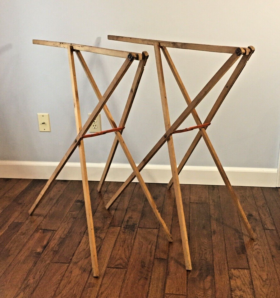 PRIMITIVE Warner Wooden Drying RACK Folding Wallpaper Stand Herbs ...