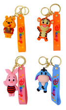 Disney Pooh  Friends Themed Keychain Characters Rubber 3D With Lanyard Strap
