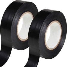 2 x Black PVC Tape Electrical Insulation Cable Self Adhesive 18mm Wide 12M EACH