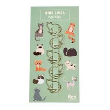 Nine Lives Cat Shaped Paper Clips - Rex London - Set of 5 - New - Metal Bookmark