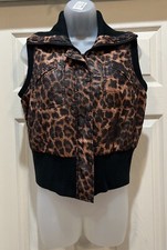 GIRLS COPPER KEY Puff Leapord Vest Hooded ANIMAL PRINT Zip Up LINED Large