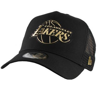 New Era Trucker Snapback LA Lakers Patch Logo Schwarz Gold Verstellbar Cap Kappe