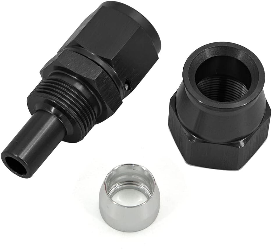 VehiMata 3AN PTFE Fuel Hose End Fitting Adapter (Straight) - 2 Pack, Aluminum, For E85 Fuel Lines
