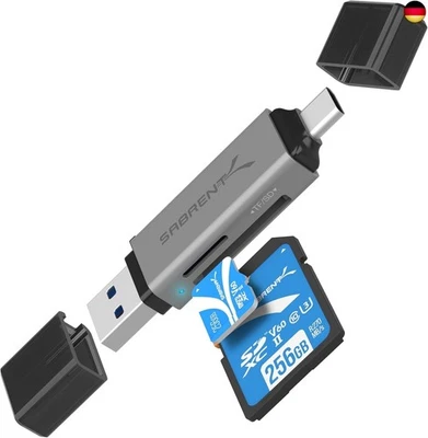 SABRENT SD, Micro SD Kartenleser, USB typ C 3.2 gen 1 Kartenleser, 5Gbps High