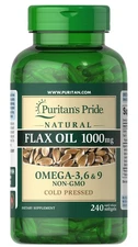 Puritan's Pride Natural Flax Oil 1000 mg - 240 Rapid Release Softgels
