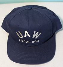 UAW Local 653 Adjustable Snapback Hat Made In USA Vintage