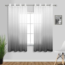 White Gray Curtains for Bedroom Ombre Pattern Design Modern Livingroom Curtai...