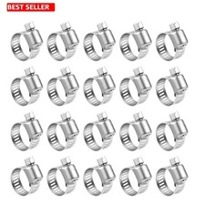 Stainless Steel Worm Gear Hose Clamps 20 Pack - 6-12mm Adjustable Size Range