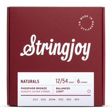 Stringjoy Naturals  Light Gauge (12-54) Phosphor Bronze Acoustic Guitar Strings
