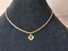 925 Sterlingsilber Silber SDH1 Kordel Kette ca. 44,5 cm lang 3,5 mm breit +Stein