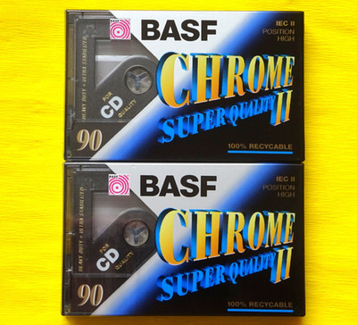 2x BASF Chrome Super Quality II 90 Cassette Tapes 1997-2000 + OVP + SEALED +