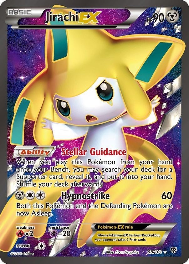 Jirachi EX - 98/101 - Pokemon Plasma Blast Black White Full Art Rare Card MP