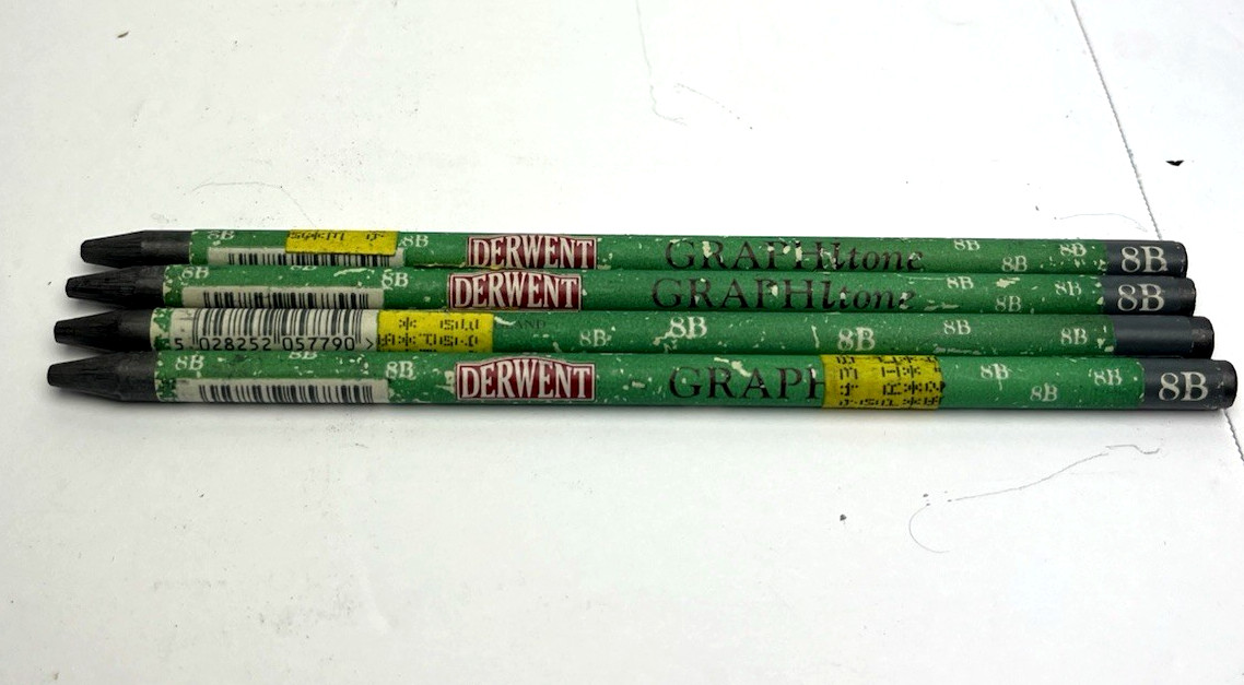 Derwent GRAPHItone Graphite Woodless Pencils 8B Vintage HTF Lot of 4 New