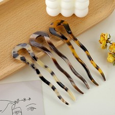 Twist Hair Clip Acetate Large Wavy U-Shaped Hairpin Tortoise Chignon Pin