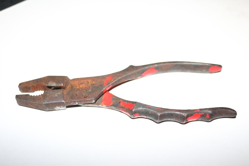 Oxwall W. Germany slip joint lineman's pair of pliers w/finger grip molded in 7"