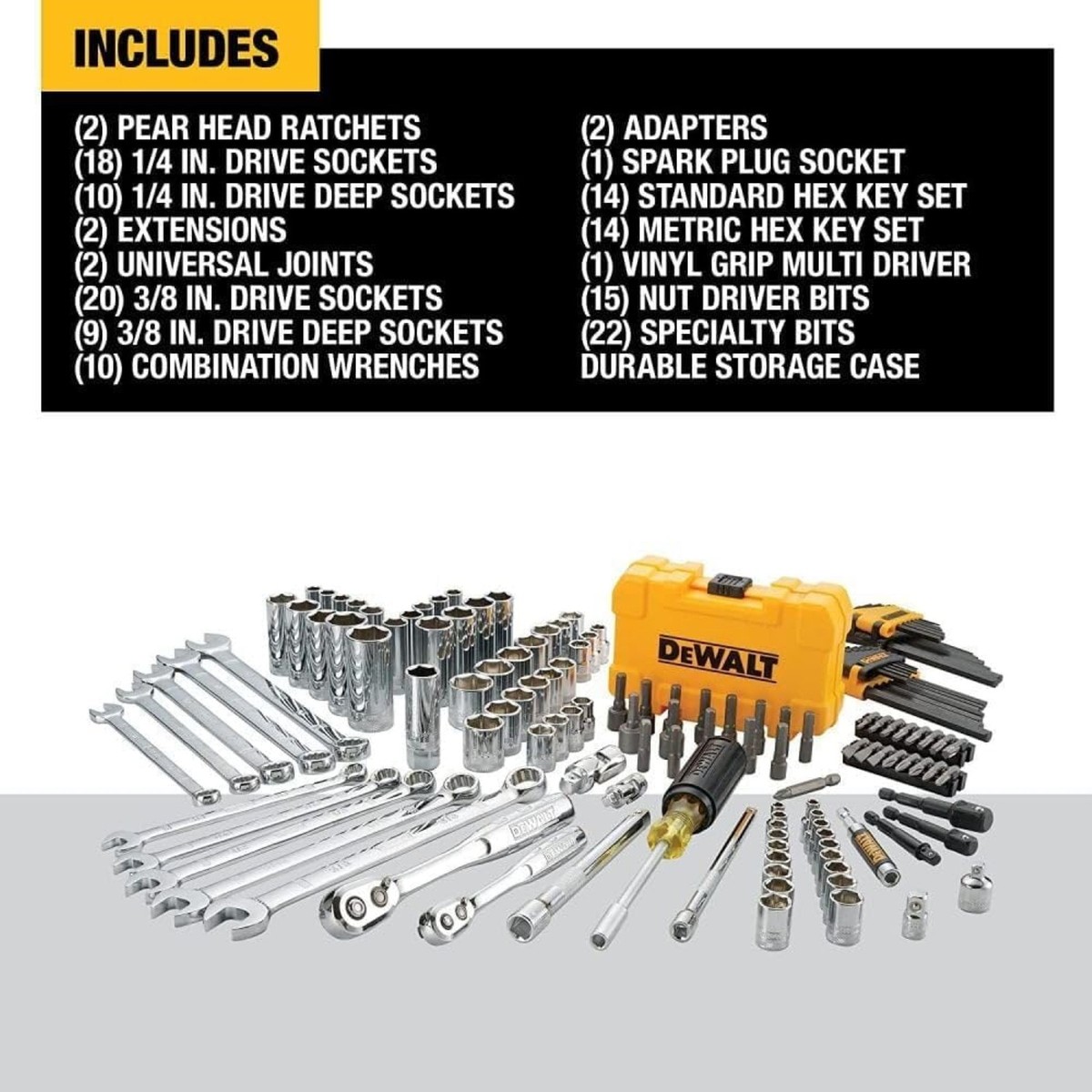 DeWalt DWMT73802 Mechanics Tool Kit Set with Case (142 Piece