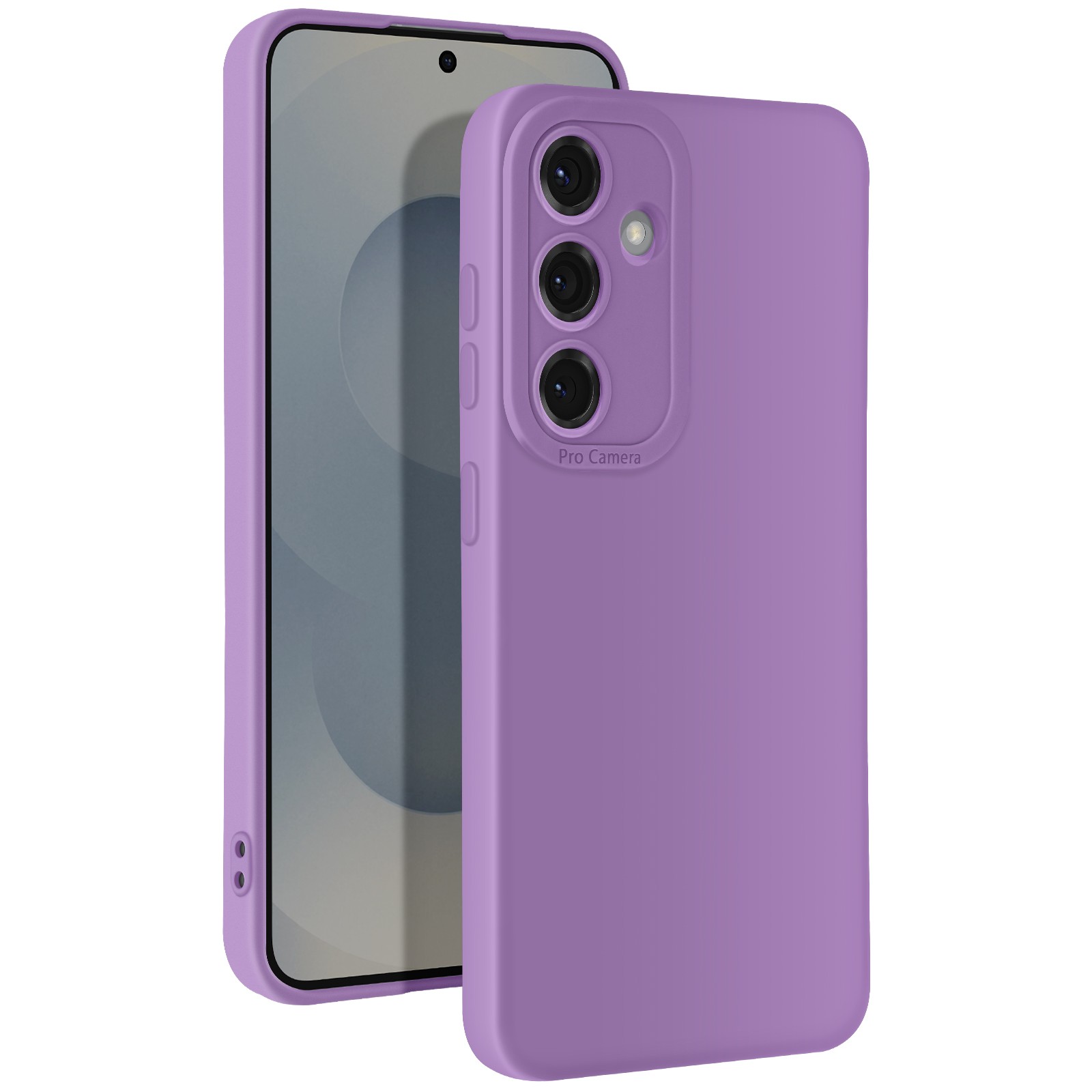 Coque Galaxy S25 violette en silicone souple avec protection caméra intégrée