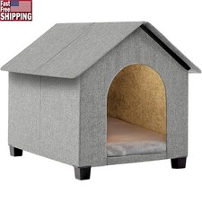 Elevated Indoor Dog House W/ Support Legs Semi-Enclosed Design Foldable Pet Bed
