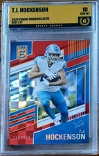 TJ Hockenson 2022 Donruss Elite #72 Red /399 Golden Grading (GG) 10 Gem Mint