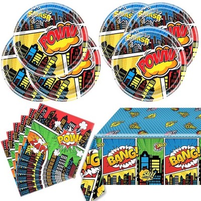 Generic 41pcs Blue Superheroes Birthday Party Tableware Plates Napkins Cloth
