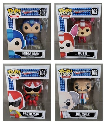 4x Funko Pop MegaMan PACK # 102 Mega Man 103 Rush 104 Proto Man 105 Dr. Wily