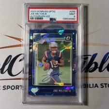 Joe Milton III 2024 Donruss Optic #255 Blue Ice Rated Rookie Auto /15 PSA 9