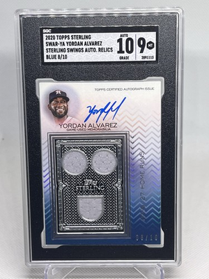 #ad 2020 Topps Sterling Yordan Alvarez Relic Auto 10 SGC 9 Astros $99.99
