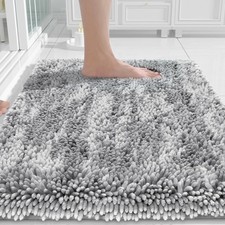 Chenille Bathroom Rugs Non Slip Extra Thick Soft Absorbent Bath Rug 24x17 Inch