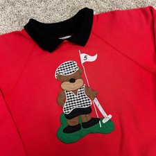 Vintage Collared Sweatshirt Golf Bear Size XL Made In USA Embroidered 90s Hanes