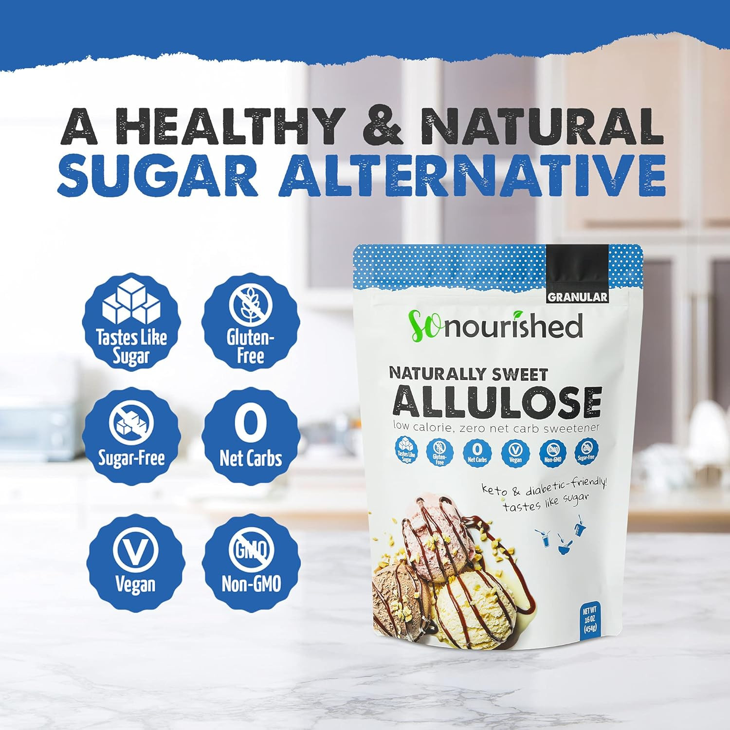 Allulose Sweetener Granular  Keto Sugar Substitute  0 Calorie 0 Net Carb Non