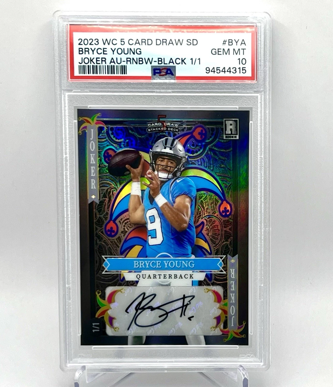 Bryce Young Wild Card 5 Card Draw Stacked Deck Joker Autographs #BYA Rainbow Foil-Black 1/1