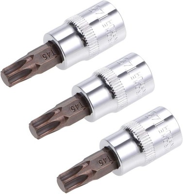 TOP-VIGOR 3Pcs Torx Bit Socket, 3/8'' Drive x T45 CR-V Key x 48mm, 3pc 
