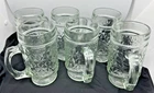 Anchor Hocking Wexford Diamond Pattern Glass Tumbler Beer Stein Handles Set 6VTG