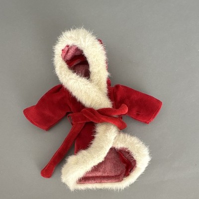 The Boyds Collection Red Hooded Doll Coat Jacket w/ White Faux Fur Trim & Tie