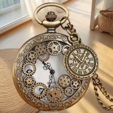 Elegant Necklace Quartz Pocket Watch Hollow Gear Creative Pattern Accessory