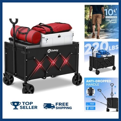 Wagons Carts Foldable, Lightweight Portable Utility Shopping Cart with Wheels...