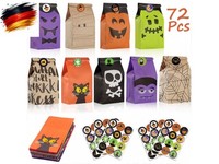 Viccesse 72Pcs Halloween PapiertüTen Mitgebsel, GeschenktüTen Halloween TüTen Pa