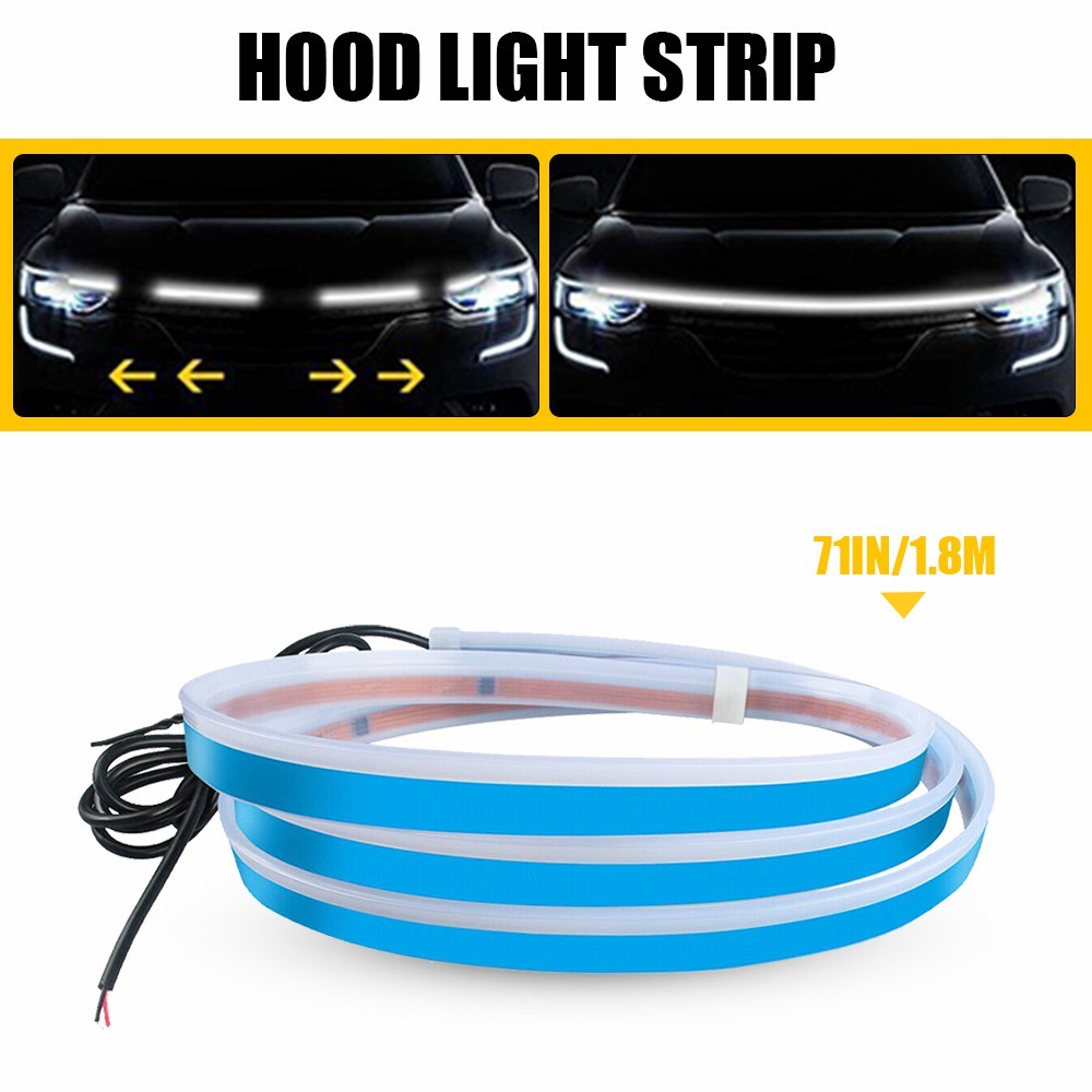 5.9ft Flexible LED Meteor Hood Strip Lights for SUVs Trucks Vans Jeep in White