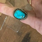Coin Silver Turquoise  Costume Jewelry Ring  Vintage