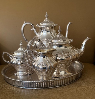 Gorham Silver Plate 4pc Tea Coffee Set YC1300 Chantilly Style | eBay