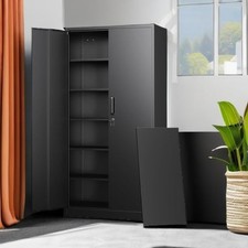 Metal Storage Cabinets Lock Doors Tall Locker Organizer Steel Garage Cabinets