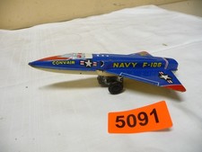 5091. Altes Navy F- 106 Flugzeug Blechspielzeug Blechflugzeug