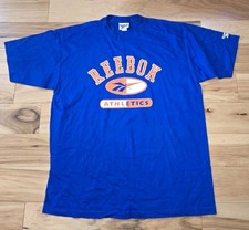 Vtg. 90's Reebok Logo T-Shirt Men's 2XL USA Made 1993 Retro Blue Orange RARE!