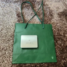 Rolex Silver Service Case Square Metal Box with Shop Bag Genuine Used