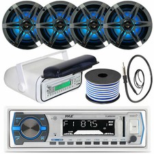 Pyle Receiver W , 4 x 6.5" LED Speakers, Radio Chassis, Antenna, Speaker Wire